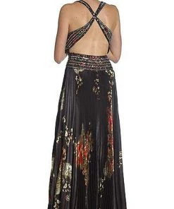 Formal Gowns Eureka Fashion - 2117 V-neck Print Charmeuse A-line Dress