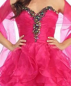 Cocktail Dresses Eureka Fashion - 2273 Embellished Pleated Ruffled A-line Dress