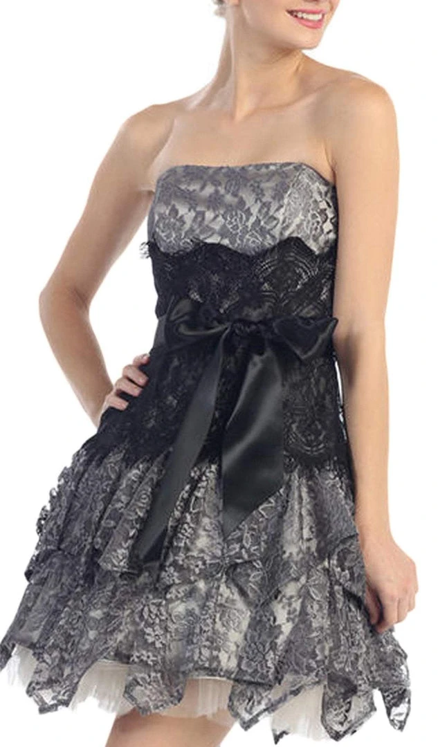 Cocktail Dresses Eureka Fashion - 2281 Two Tone Lace A-line Dress 4 Cocktail Dresses Eureka Fashion - 2281 Two Tone Lace A-line Dress