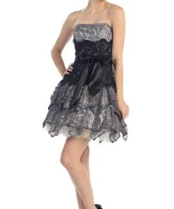 Cocktail Dresses Eureka Fashion - 2281 Two Tone Lace A-line Dress