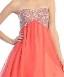 Eureka Fashion - 2301 Beaded Sweetheart Chiffon A-line Dress Cocktail Dresses