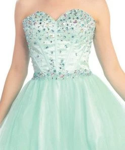 Eureka Fashion - 2337 Beaded Strapless Sweetheart A-line Dress