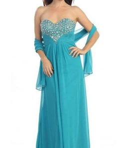 Eureka Fashion - 2564 Heart Shaped Beaded Sweetheart Chiffon Dress Formal Gowns