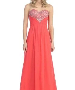 Eureka Fashion - 2564 Heart Shaped Beaded Sweetheart Chiffon Dress Formal Gowns