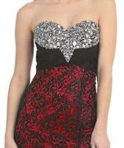 Formal Gowns Eureka Fashion - 2601 Two Tone Lace Sweetheart Sheath Dress With Shawl