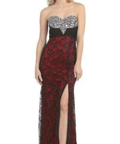 Formal Gowns Eureka Fashion - 2601 Two Tone Lace Sweetheart Sheath Dress With Shawl