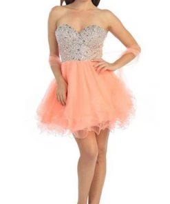 Cocktail Dresses Eureka Fashion - 2602 Strapless Beaded Sweetheart A-line Dress