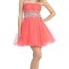 Eureka Fashion - 2614 Strapless Embellished Semi-Sweetheart Dress
