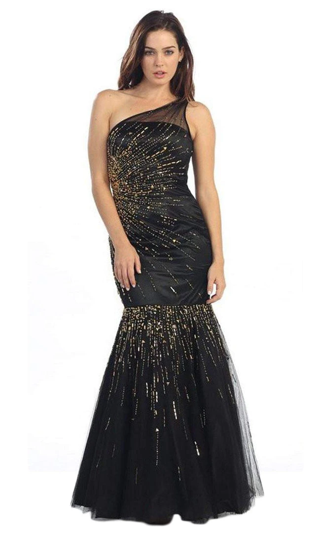 Formal Gowns Eureka Fashion - 3701 Gold Beaded Asymmetric Mermaid Dress 3 Formal Gowns Eureka Fashion - 3701 Gold Beaded Asymmetric Mermaid Dress