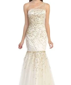 Formal Gowns Eureka Fashion - 3701 Gold Beaded Asymmetric Mermaid Dress 7 Formal Gowns Eureka Fashion - 3701 Gold Beaded Asymmetric Mermaid Dress