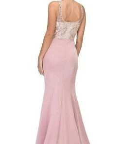 Eureka Fashion - 7022 Beaded Illusion Scoop Mermaid Dress Formal Gowns