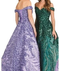 Eureka Fashion - 8007 Sequin Embellished Off-Shoulder Ballgown 9 Eureka Fashion - 8007 Sequin Embellished Off-Shoulder Ballgown