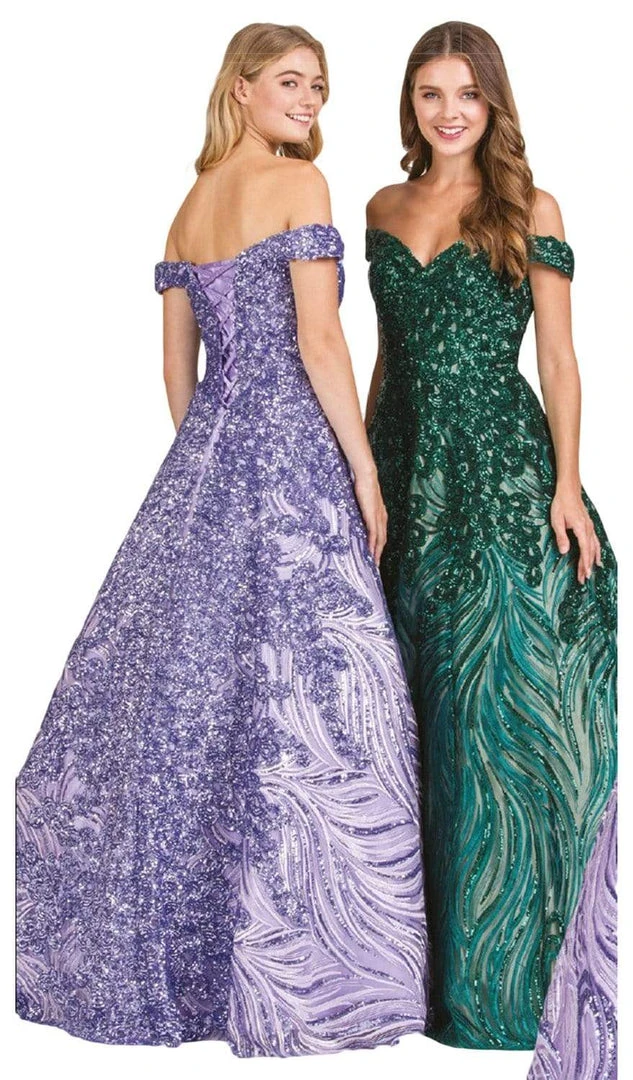Eureka Fashion - 8007 Sequin Embellished Off-Shoulder Ballgown 6 Eureka Fashion - 8007 Sequin Embellished Off-Shoulder Ballgown