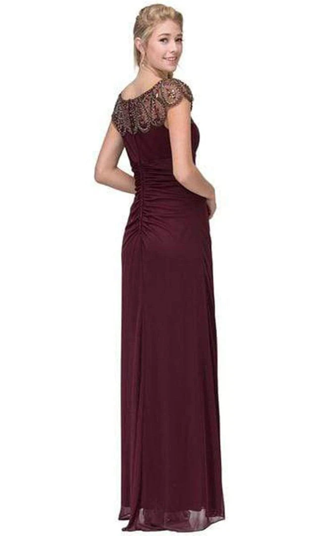 Formal Gowns Eureka Fashion - Beaded Illusion Bateau Sheath Dress R216SC - 1 Pc Red In Size XS And S Available 4 Formal Gowns Eureka Fashion - Beaded Illusion Bateau Sheath Dress R216SC - 1 Pc Red In Size XS And S Available