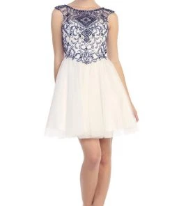 Eureka Fashion - Crystal Embellished Sheer Cocktail Dress 11 Eureka Fashion - Crystal Embellished Sheer Cocktail Dress