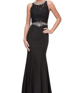 Eureka Fashion - Jewel Lace Formal Dress 6300 - 1 Pc Black In Size M Available
