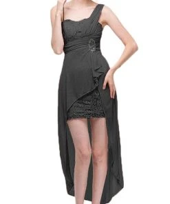 Eureka Fashion - Lace Mini Dress With High Low Chiffon Overskirt 1921 - 1 Pc White In Size XS Available Cocktail Dresses