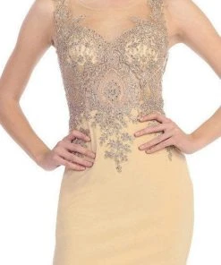 Eureka Fashion - Metallic Lace Illusion Scoop Short Dress 6002 - 1 Pc H.Green/Gd In Size L Available Cocktail Dresses 8 Eureka Fashion - Metallic Lace Illusion Scoop Short Dress 6002 - 1 Pc H.Green/Gd In Size L Available Cocktail Dresses