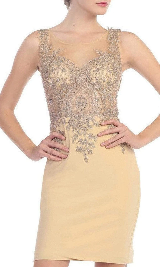 Eureka Fashion - Metallic Lace Illusion Scoop Short Dress 6002 - 1 Pc H.Green/Gd In Size L Available Cocktail Dresses 5 Eureka Fashion - Metallic Lace Illusion Scoop Short Dress 6002 - 1 Pc H.Green/Gd In Size L Available Cocktail Dresses