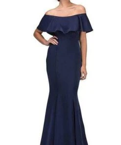 Formal Gowns Eureka Fashion - Ruffle Paneled Off Shoulder Mermaid Gown 7113