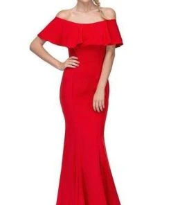 Formal Gowns Eureka Fashion - Ruffle Paneled Off Shoulder Mermaid Gown 7113