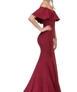 Formal Gowns Eureka Fashion - Ruffle Paneled Off Shoulder Mermaid Gown 7113
