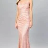 Formal Gowns Eureka Fashion - Spaghetti Strap Glitter Evening Gown 9801 - 1 Pc Rose Gold In Size 3XL Available