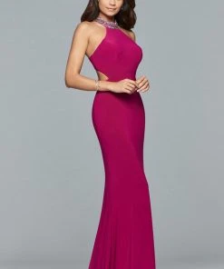 Formal Gowns Faviana - 10038 Jewel Adorned Halter Cutout Gown