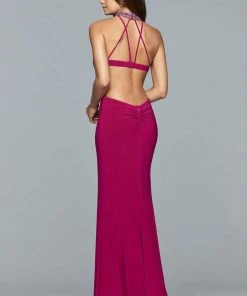 Formal Gowns Faviana - 10038 Jewel Adorned Halter Cutout Gown