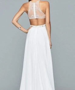 Formal Gowns Faviana - 10043 Floral Beaded Illusion Halter A-Line Dress 6 Formal Gowns Faviana - 10043 Floral Beaded Illusion Halter A-Line Dress