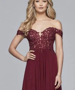 Faviana - 10155 Corded Lace Applique Illusion Bodice Cocktail Dress 7 Faviana - 10155 Corded Lace Applique Illusion Bodice Cocktail Dress