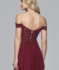 Faviana - 10155 Corded Lace Applique Illusion Bodice Cocktail Dress 6 Faviana - 10155 Corded Lace Applique Illusion Bodice Cocktail Dress