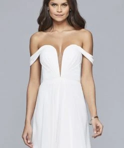 Faviana - 10163 Deep Off-Shoulder Chiffon Cocktail Dress Cocktail Dresses