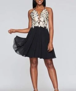 Faviana - 10372 Short Chiffon Halter Dress Cocktail Dresses