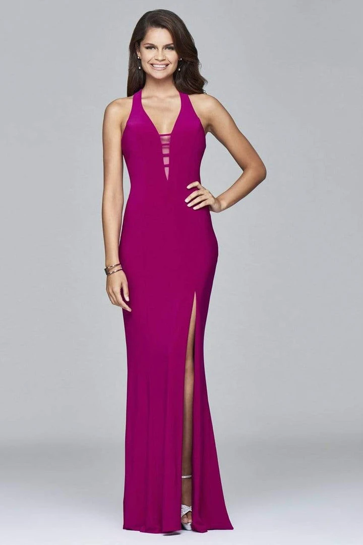 Formal Gowns Faviana - 7540 V-Neck Long Evening Dress With Cut-Out Back 7 Formal Gowns Faviana - 7540 V-Neck Long Evening Dress With Cut-Out Back