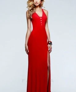 Formal Gowns Faviana - 7540 V-Neck Long Evening Dress With Cut-Out Back