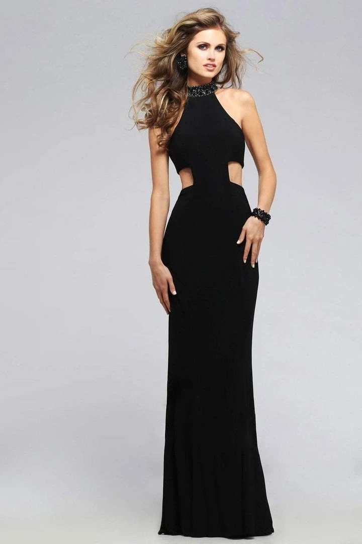 Faviana - 7728 Jersey Jewel Neck Evening Dress With Side Cut-Outs Formal Gowns 3 Faviana - 7728 Jersey Jewel Neck Evening Dress With Side Cut-Outs Formal Gowns