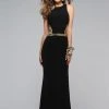 Formal Gowns Faviana - 7734 Jersey Scoop Neck Long Dress With Side Cut-Outs