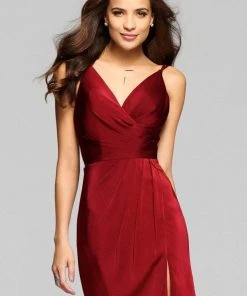 Faviana - 7850 Short Satin V-Neck Cocktail Dress Cocktail Dresses