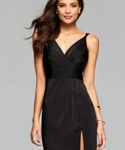 Faviana - 7850 Short Satin V-Neck Cocktail Dress Cocktail Dresses