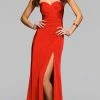 Faviana - 7891 Satin Sweetheart Evening Dress With High Side Slit 1 Faviana - 7891 Satin Sweetheart Evening Dress With High Side Slit