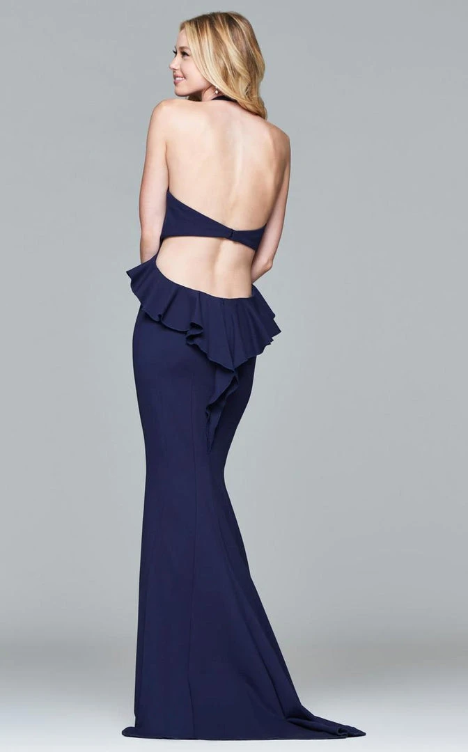 Faviana - 7903 Ponte Illusion V-neck Halter Evening Dress With Peplum Formal Gowns 5 Faviana - 7903 Ponte Illusion V-neck Halter Evening Dress With Peplum Formal Gowns