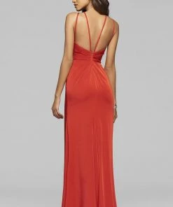 Faviana - 7904 High Neck Satin Sheath Dress Bridesmaid Dresses