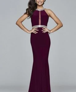 Formal Gowns Faviana - 7910 Long Halter Jersey Dress With Beaded Waistband And Neckline 11 Formal Gowns Faviana - 7910 Long Halter Jersey Dress With Beaded Waistband And Neckline