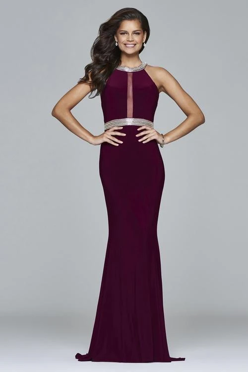 Formal Gowns Faviana - 7910 Long Halter Jersey Dress With Beaded Waistband And Neckline 5 Formal Gowns Faviana - 7910 Long Halter Jersey Dress With Beaded Waistband And Neckline