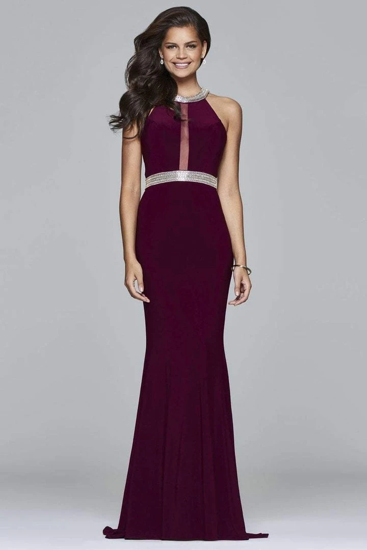 Formal Gowns Faviana - 7910 Long Halter Jersey Dress With Beaded Waistband And Neckline 7 Formal Gowns Faviana - 7910 Long Halter Jersey Dress With Beaded Waistband And Neckline