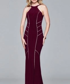 Faviana - 7917 Long Jersey Dress With Halter Neck 12 Faviana - 7917 Long Jersey Dress With Halter Neck