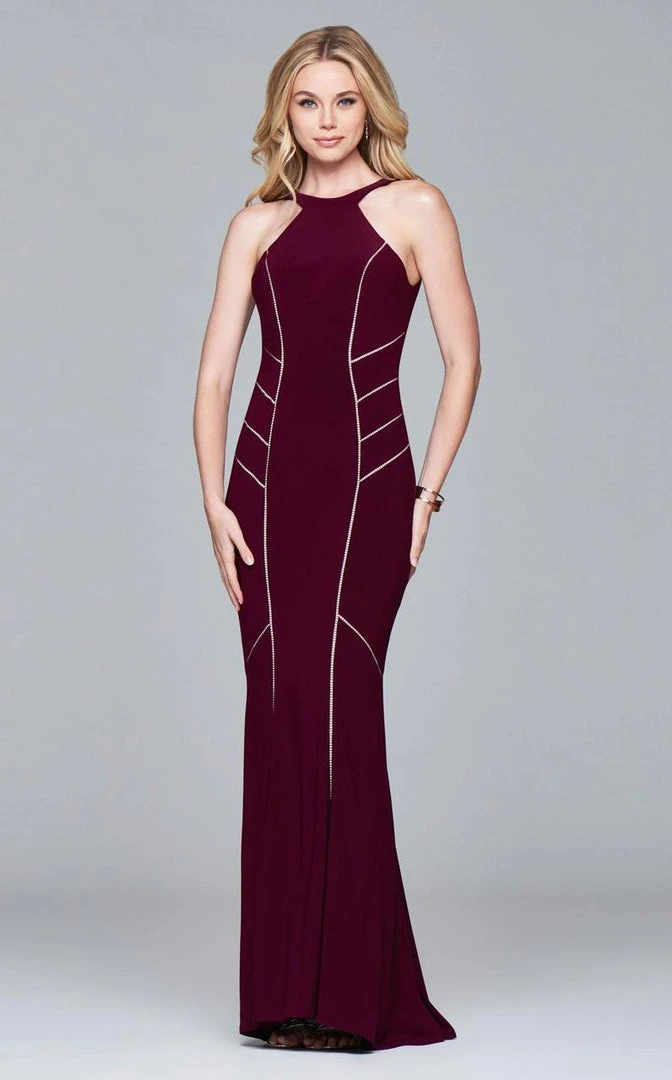 Faviana - 7917 Long Jersey Dress With Halter Neck 7 Faviana - 7917 Long Jersey Dress With Halter Neck