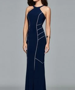 Faviana - 7917 Long Jersey Dress With Halter Neck
