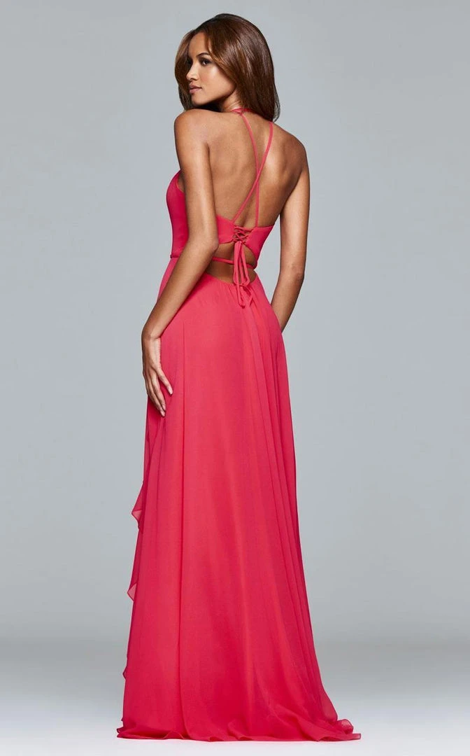 Faviana - 7939 Long Halter Dress With Layered Ruffle Detail 5 Faviana - 7939 Long Halter Dress With Layered Ruffle Detail